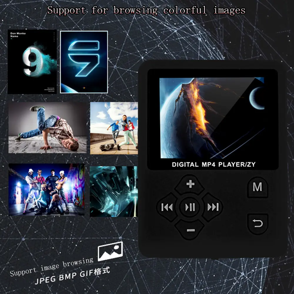 1.8" LCD MP3 Player HiFi FM Radio Portable Sport Music Player Mp4 Video Player FM/E-book/Recorder Mp3 Music Player Support TF
