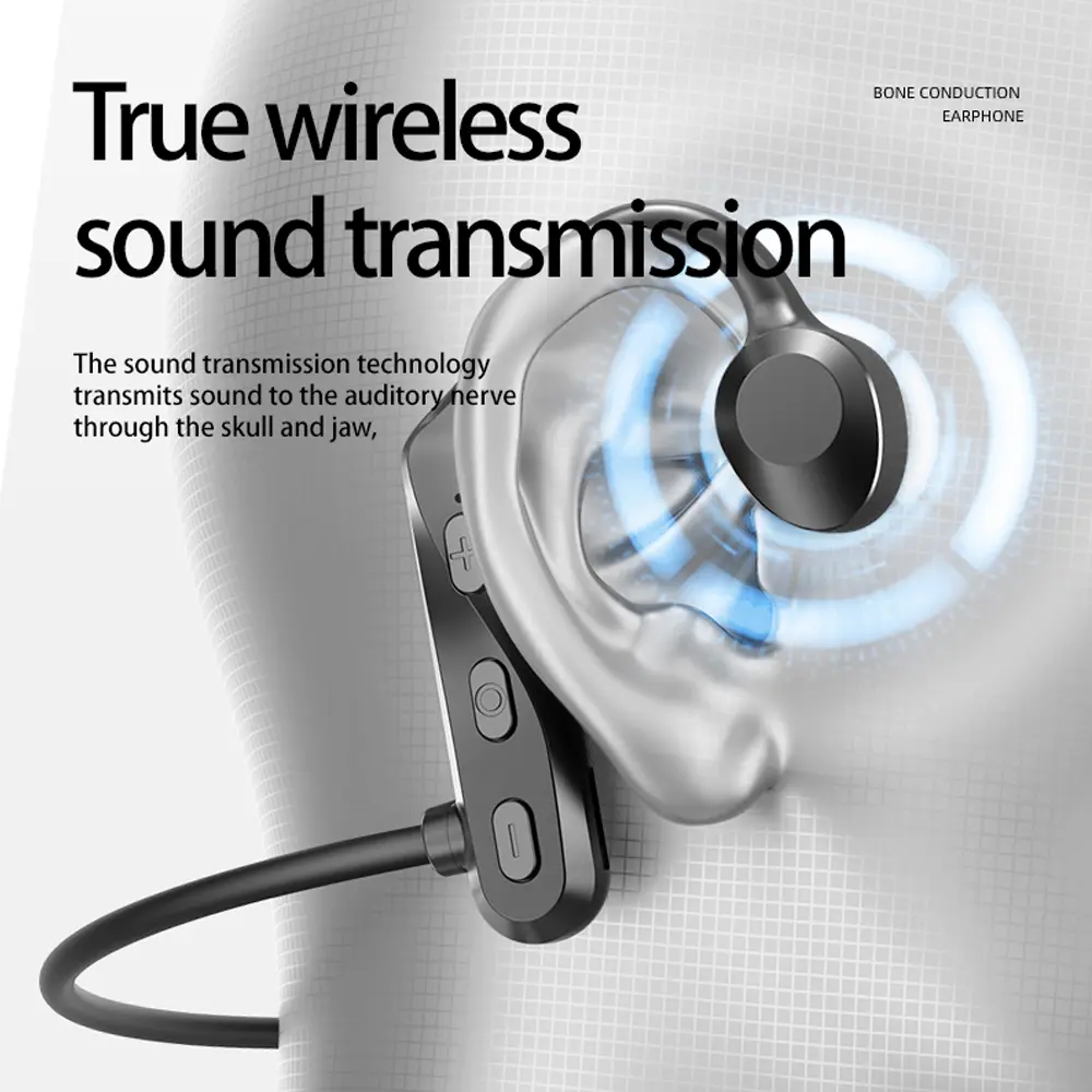 New Bone Conduction Headphones Bluetooth Hifi Music Earphones Sport Ear-hook Wireless Headsets with Mic Waterproof Earbuds K69