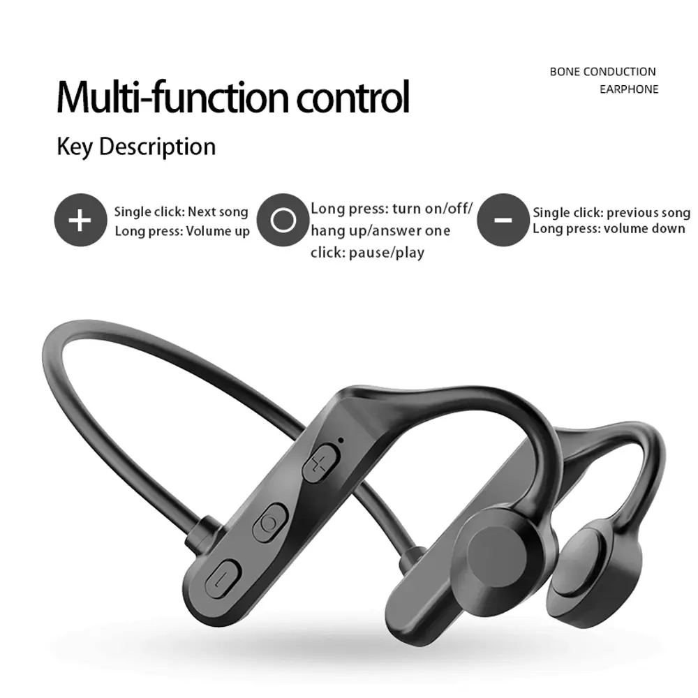 New Bone Conduction Headphones Bluetooth Hifi Music Earphones Sport Ear-hook Wireless Headsets with Mic Waterproof Earbuds K69