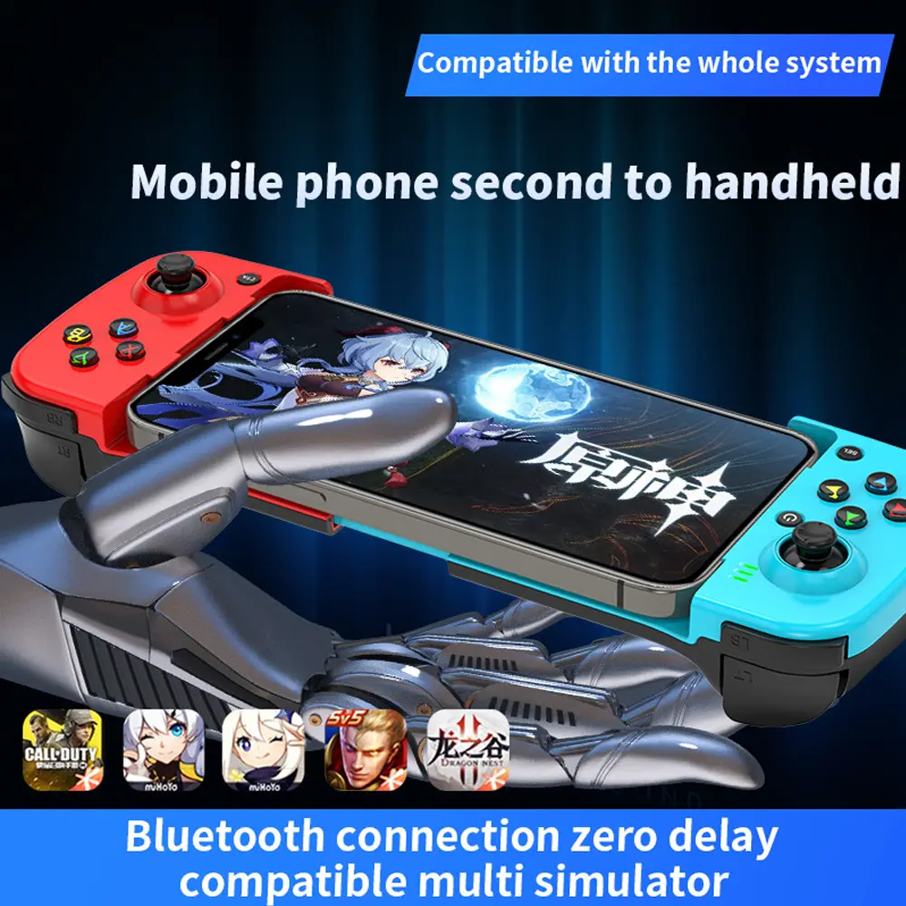 D3 Game Controller Bluetooth Retractable Gamepad Phone Controller with 3D Joystick for iOS Android PS4 for NS Switch Gaming