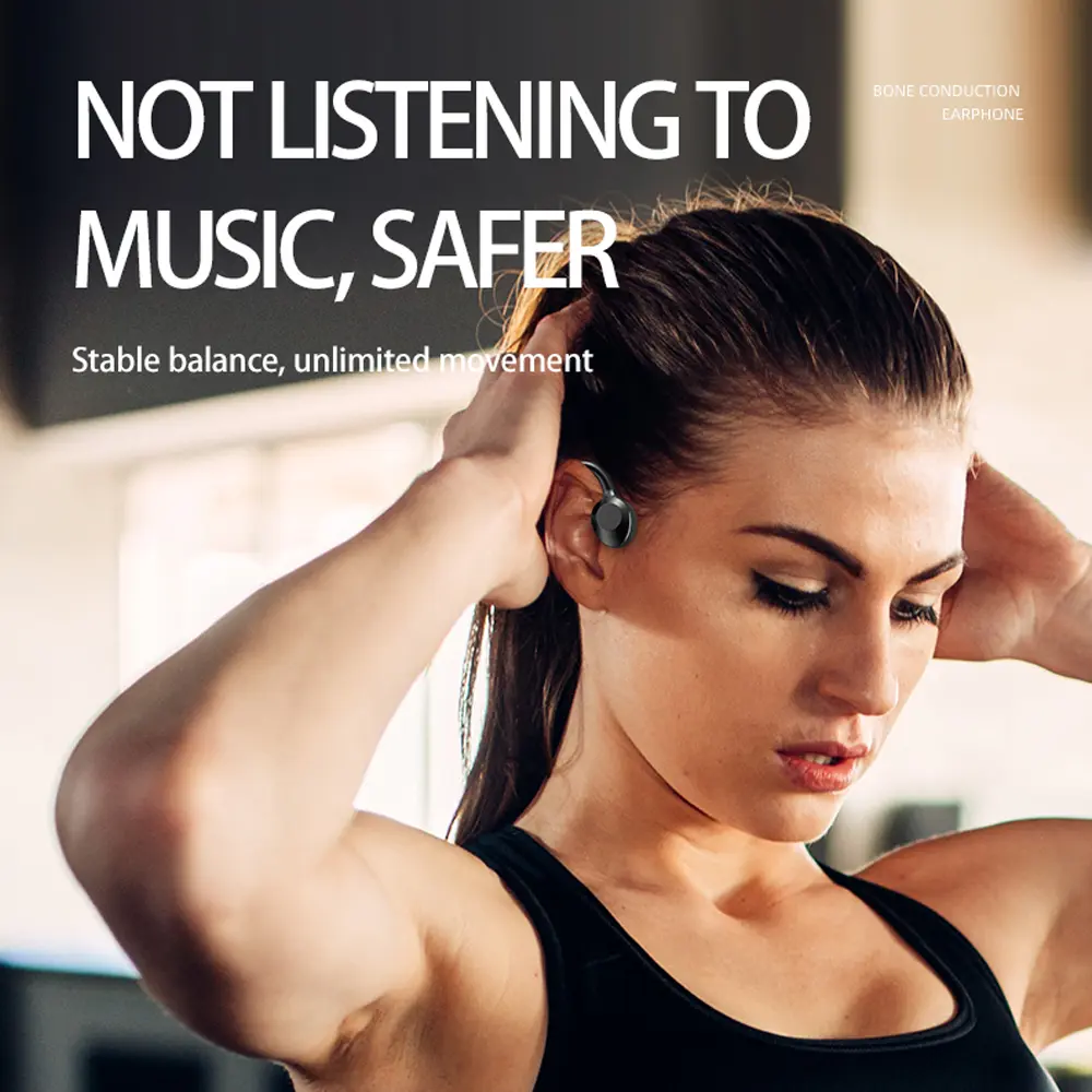New Bone Conduction Headphones Bluetooth Hifi Music Earphones Sport Ear-hook Wireless Headsets with Mic Waterproof Earbuds K69
