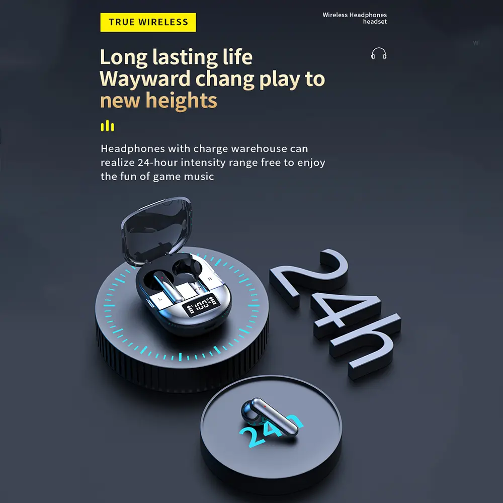 K40 Bluetooth Ear Headphones TWS Wireless Earphones HiFi Stereo Waterproof Headsets LED Display Long Standby Touch Earbuds