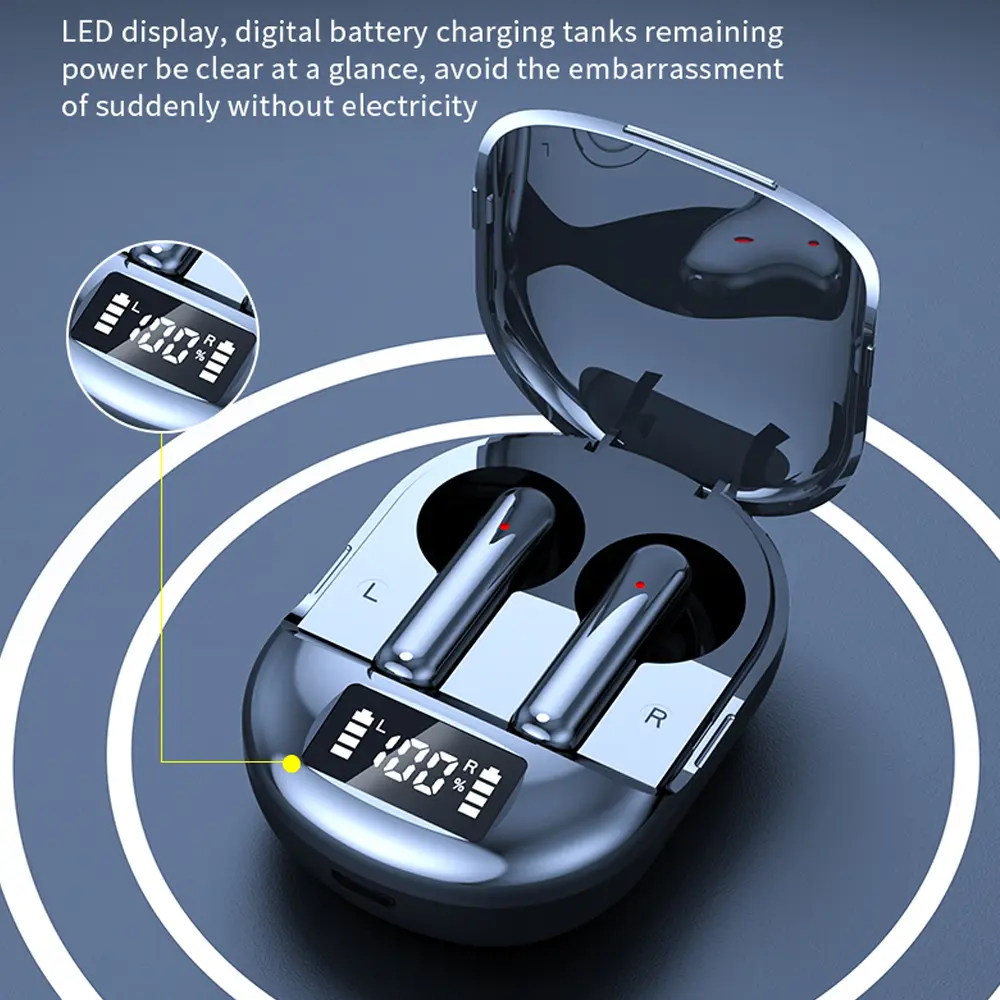 K40 Bluetooth Ear Headphones TWS Wireless Earphones HiFi Stereo Waterproof Headsets LED Display Long Standby Touch Earbuds