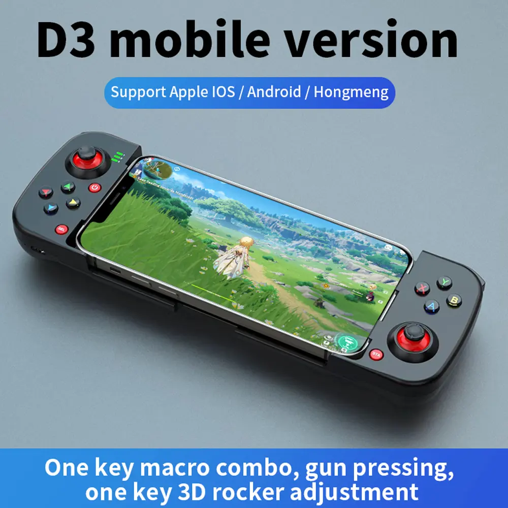 D3 Game Controller Bluetooth Retractable Gamepad Phone Controller with 3D Joystick for iOS Android PS4 for NS Switch Gaming