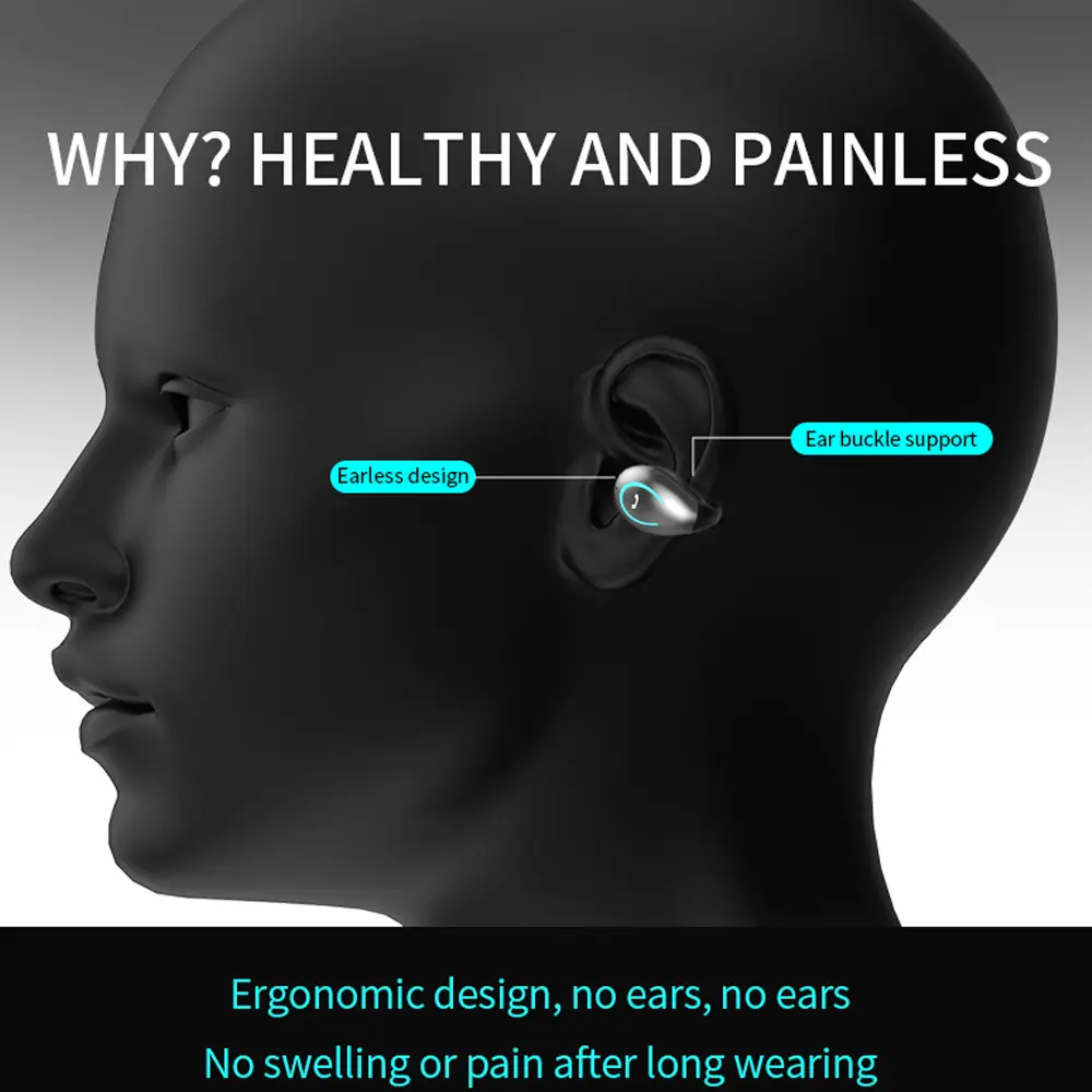 YX08 Wireless Bluetooth 5.0 TWS Earphone Sport Earbuds Clip-on Stereo Gaming Headset for iPhone Xiaomi Huawei