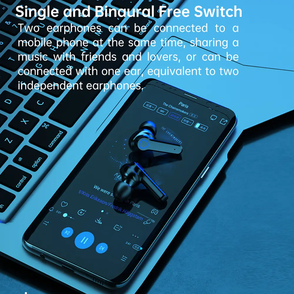 M19 Bluetooth Wireless Headset TWS Earphones Waterproof Headsets with Mic HiFi Stereo Music Earbuds for iPhone Xiaomi Samsung