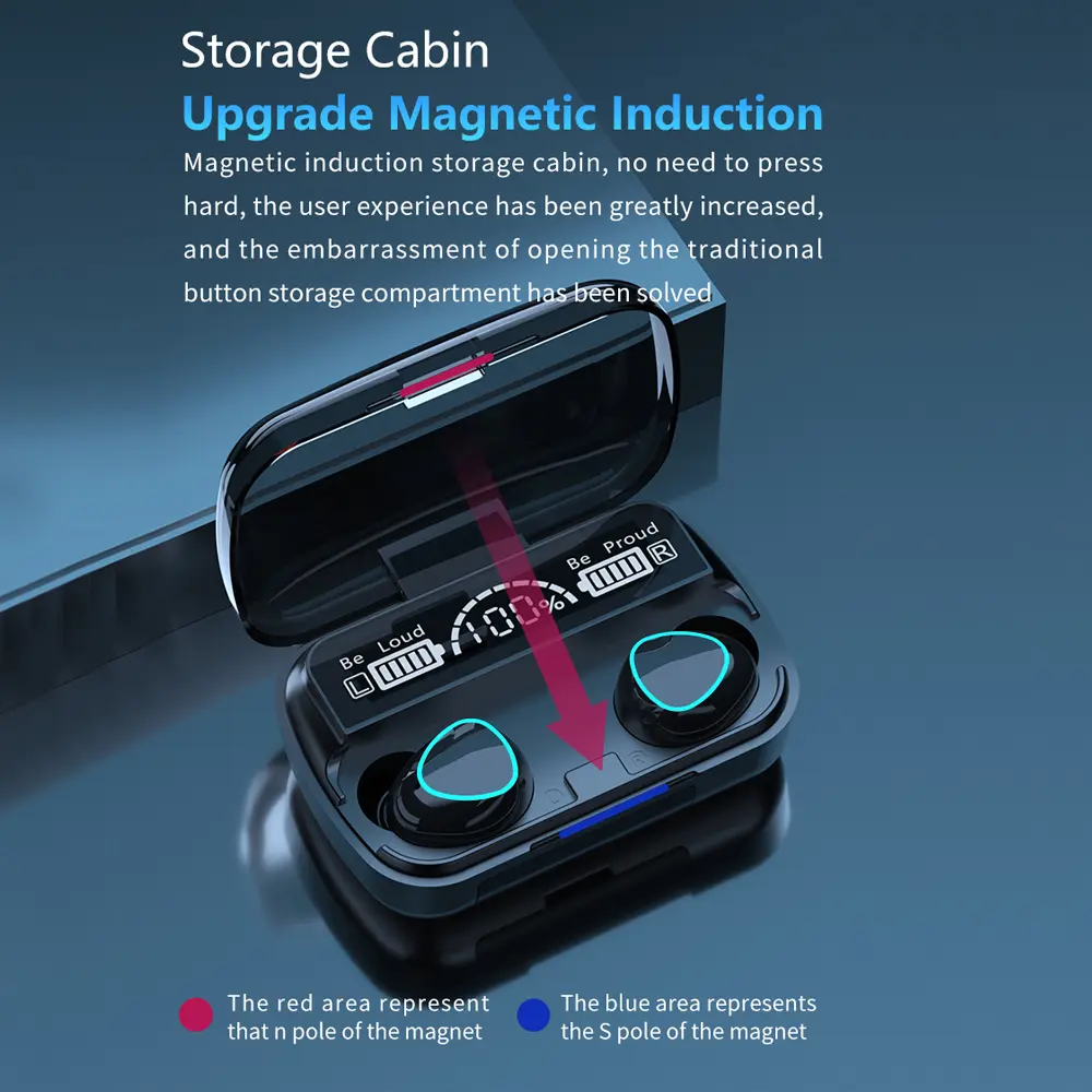 M10 TWS Wireless Headphones Bluetooth 5.1 Earphone Large Charging Box 9D Stereo Sports Waterproof Earbuds Headsets  with Mic