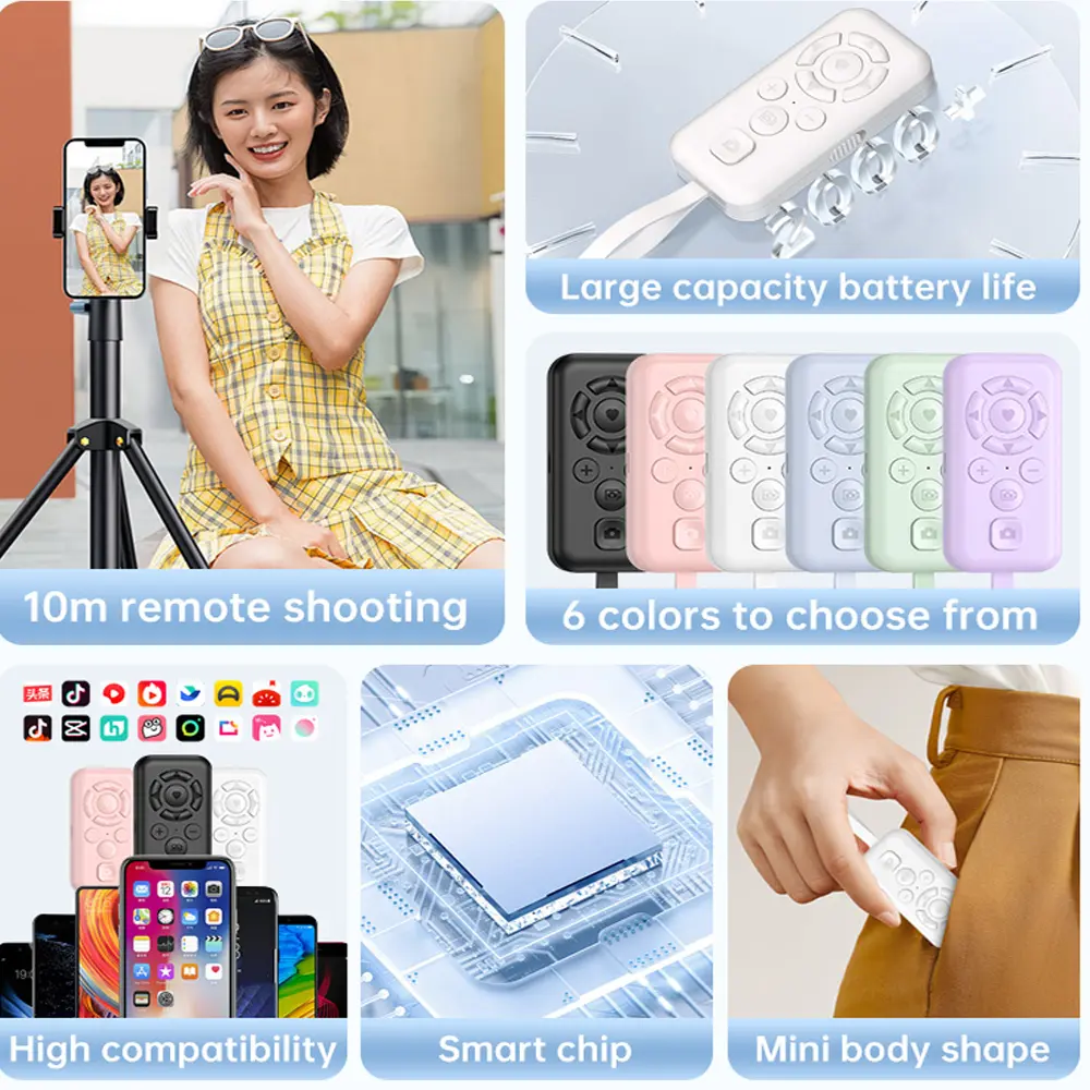 Mobile Phone Page Turner Bluetooth Remote Control E-book Page Turner for TIK Tok for iPhone Xiaomi Samsung Mobile Phone
