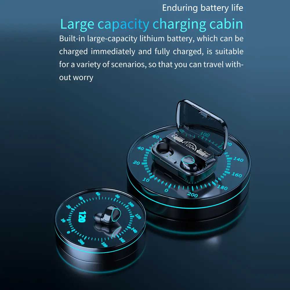 M10 TWS Wireless Headphones Bluetooth 5.1 Earphone Large Charging Box 9D Stereo Sports Waterproof Earbuds Headsets  with Mic