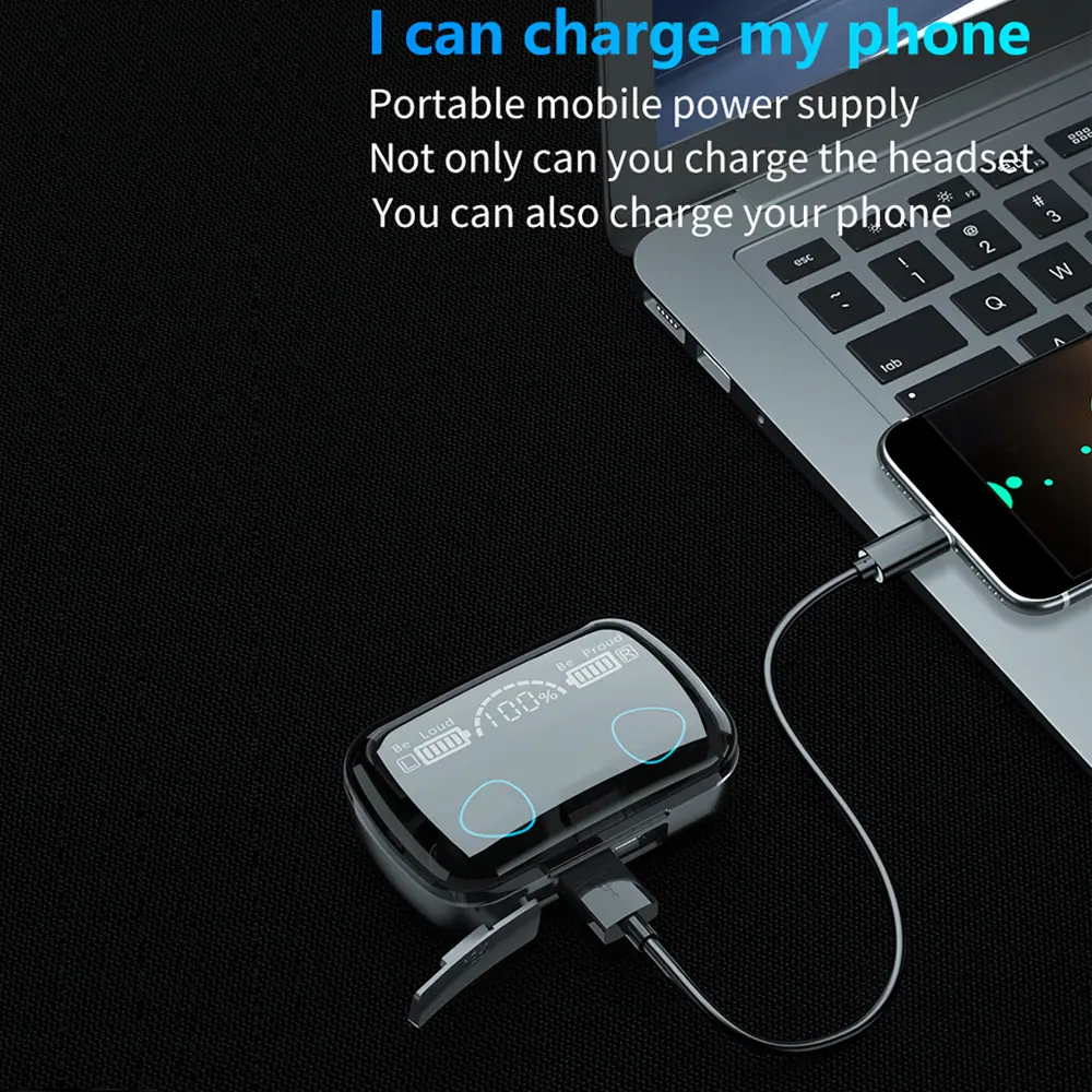 M10 TWS Wireless Headphones Bluetooth 5.1 Earphone Large Charging Box 9D Stereo Sports Waterproof Earbuds Headsets  with Mic