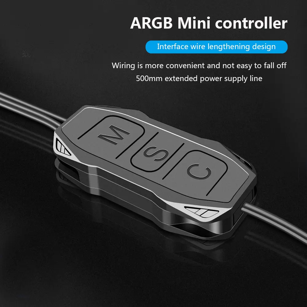 Mini PC Fan ARGB Controller Wide Compatibility 3 Pin to SATA Pin Power Supply Case RGB Controller for LED Lighting Strip