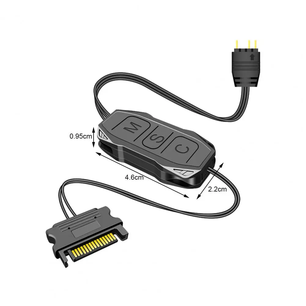 Mini PC Fan ARGB Controller Wide Compatibility 3 Pin to SATA Pin Power Supply Case RGB Controller for LED Lighting Strip