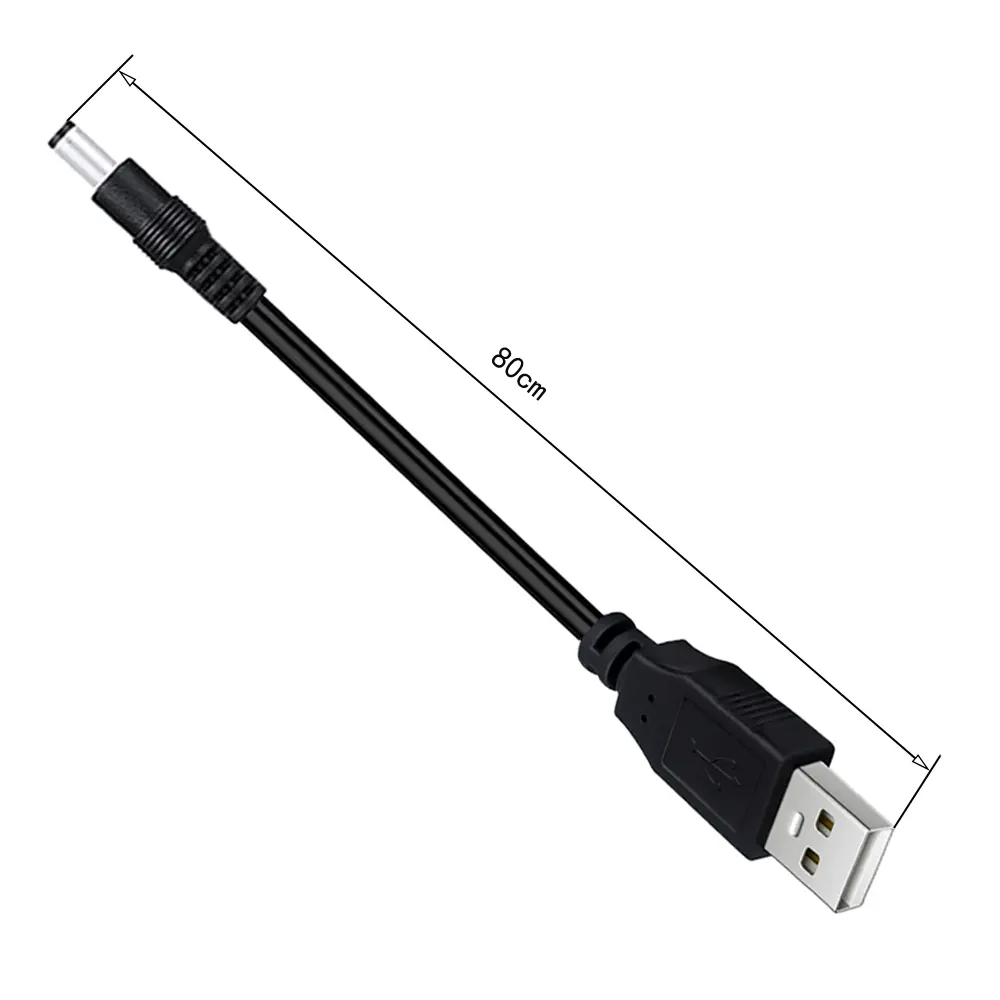USB To DC 5.5 * 2.1mm 5V Power Cable Male to Male USB Barrel Connector Charger Cable 80cm For Small Fan Router Speake