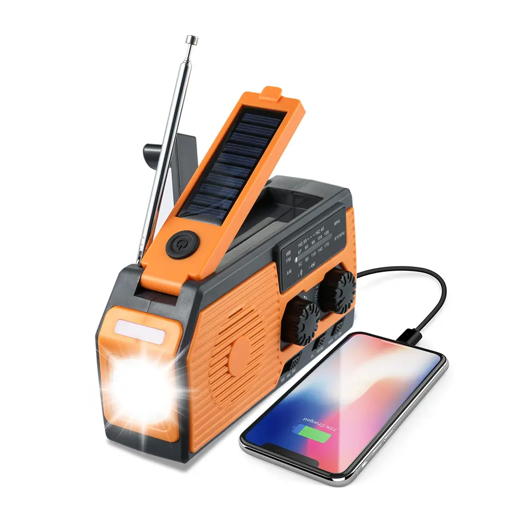 New Emergency Solar Power Radio Hand Crank Charging AM/FM/NOAA Weather Radio Led Reading Flashlight Bank Phone Charger 5000mAh