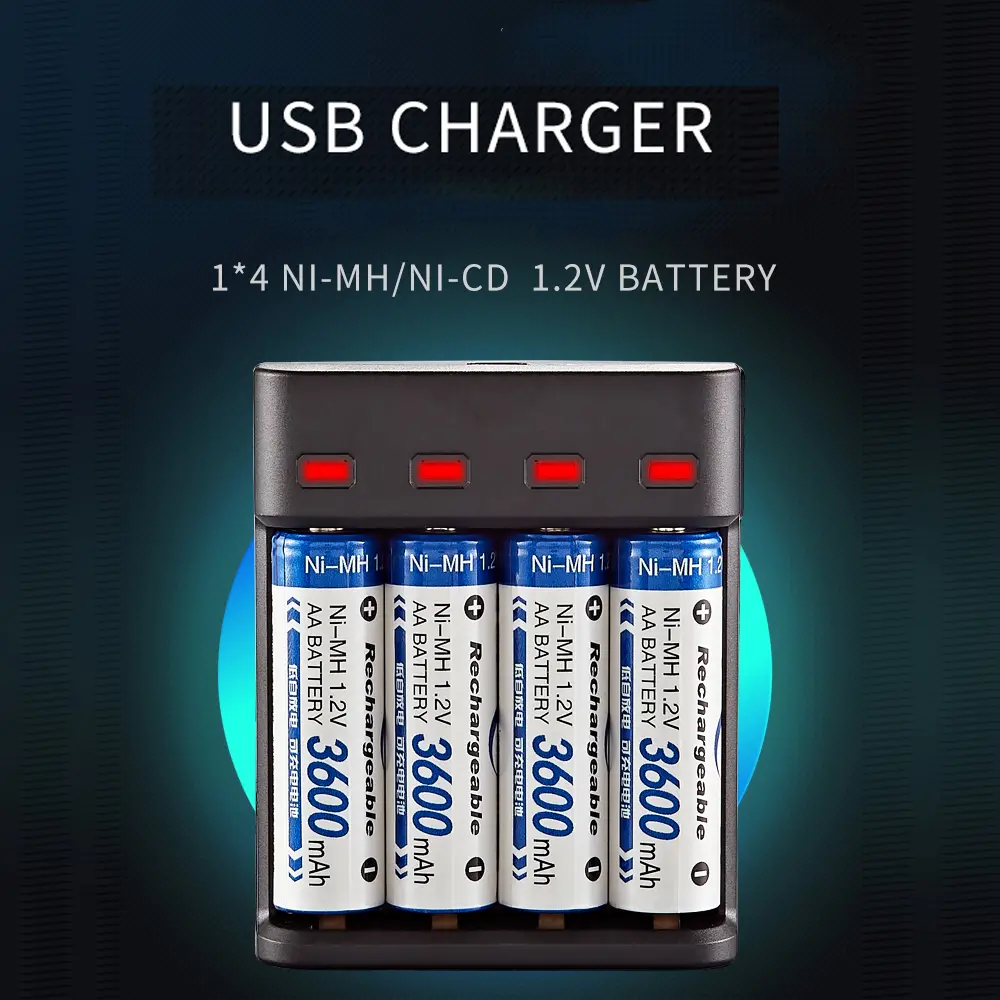 LED Indicator 4 Slots Electric Battery Charger USB Charger For AA/AAA Ni-MH/Ni-Cd Rechargeable Battery USB Charger