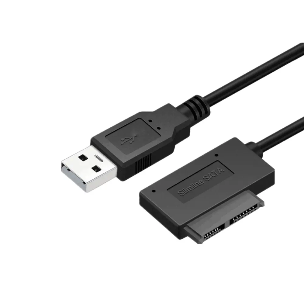 USB 2.0 To SATA 6+7 13Pin Adapter Slim Cable With External USB2.0 Power Supply For Laptop  Drive Converter