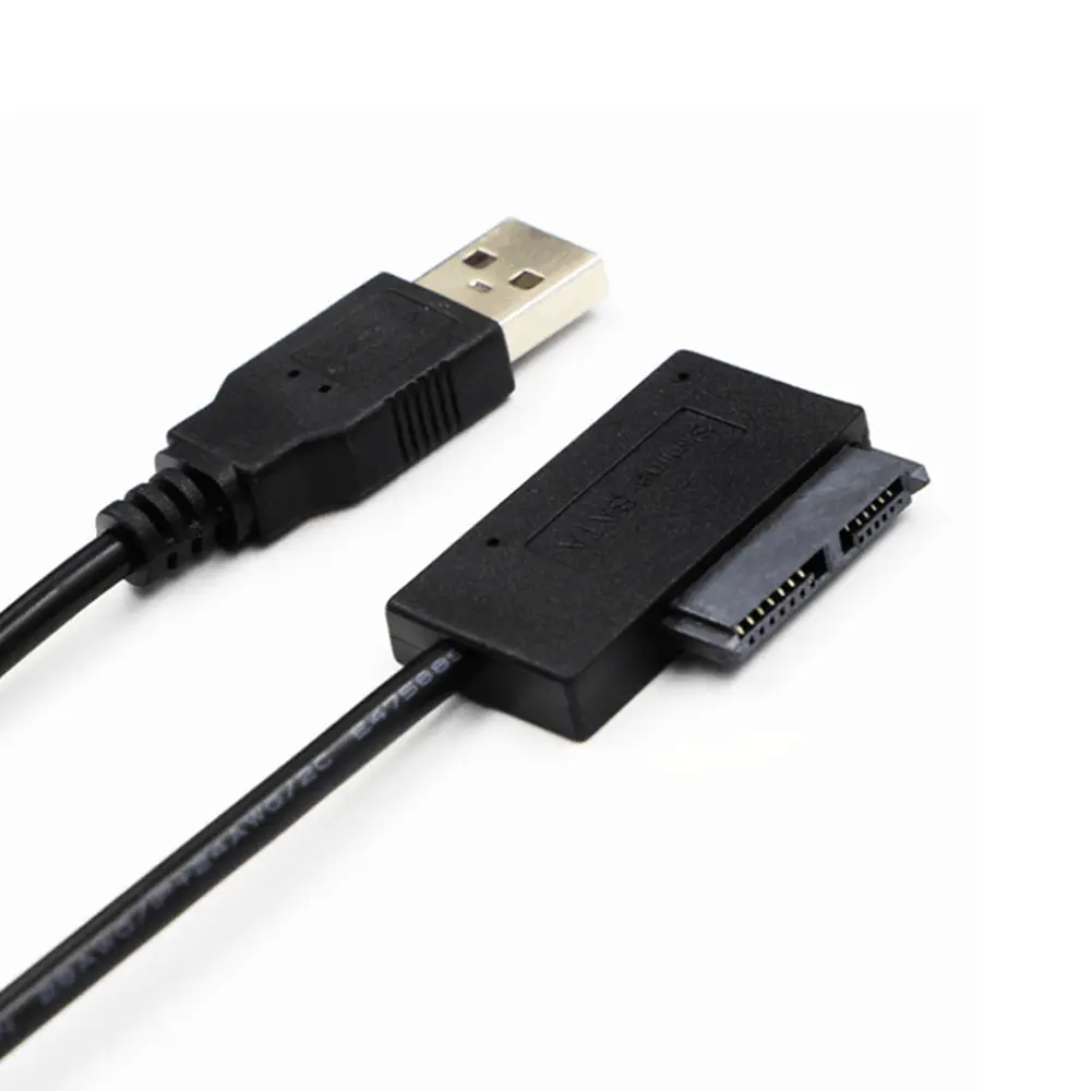USB 2.0 To SATA 6+7 13Pin Adapter Slim Cable With External USB2.0 Power Supply For Laptop  Drive Converter