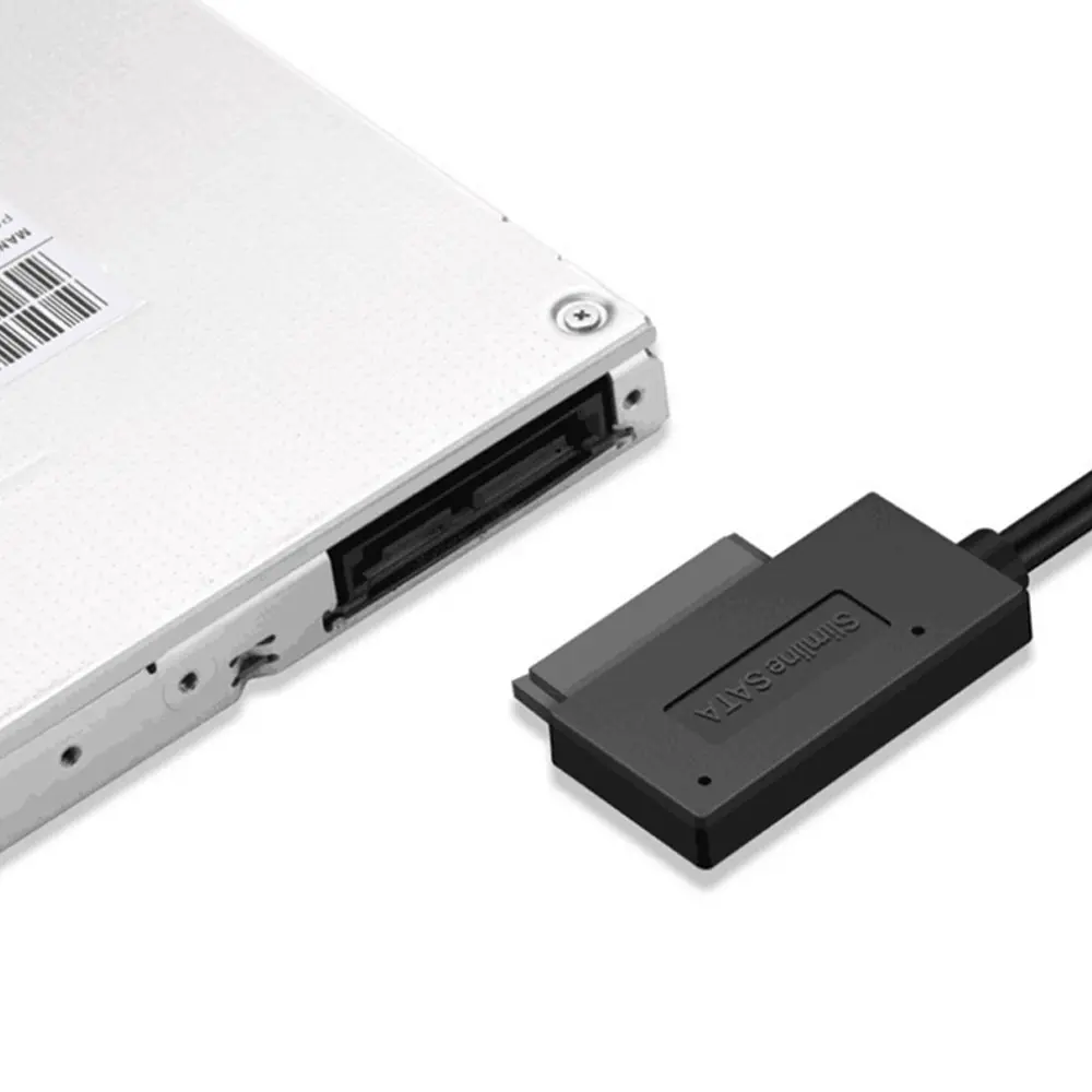 USB 2.0 To SATA 6+7 13Pin Adapter Slim Cable With External USB2.0 Power Supply For Laptop  Drive Converter