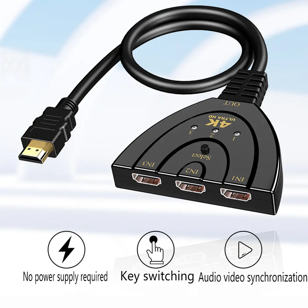 4K 2K 3 input 1 Output HDMI-compatible Switch Splitter Mini 3 Port VIdeo Switcher HUB 1080P For Xbox PS3 PS4 DVD HDTV