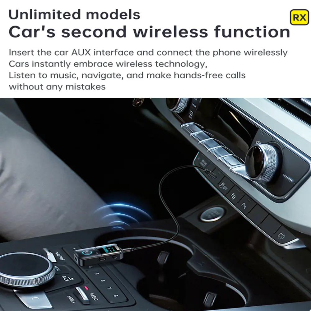 New Bluetooth 5.4 Audio Receiver Transmitter 3.5mm AUX Jack Wireless Adapter Mic for Car Speaker PC TV Headphone