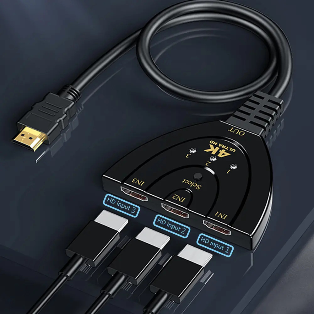 4K 2K 3 input 1 Output HDMI-compatible Switch Splitter Mini 3 Port VIdeo Switcher HUB 1080P For Xbox PS3 PS4 DVD HDTV