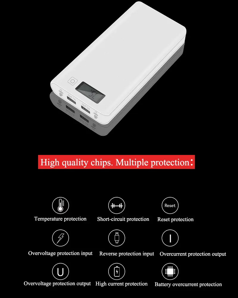 8x18650 Flashlight Battery Charger Box Power Bank Holder DIY Shell Case Dual USB 18650 Battery Shell Storage Organize