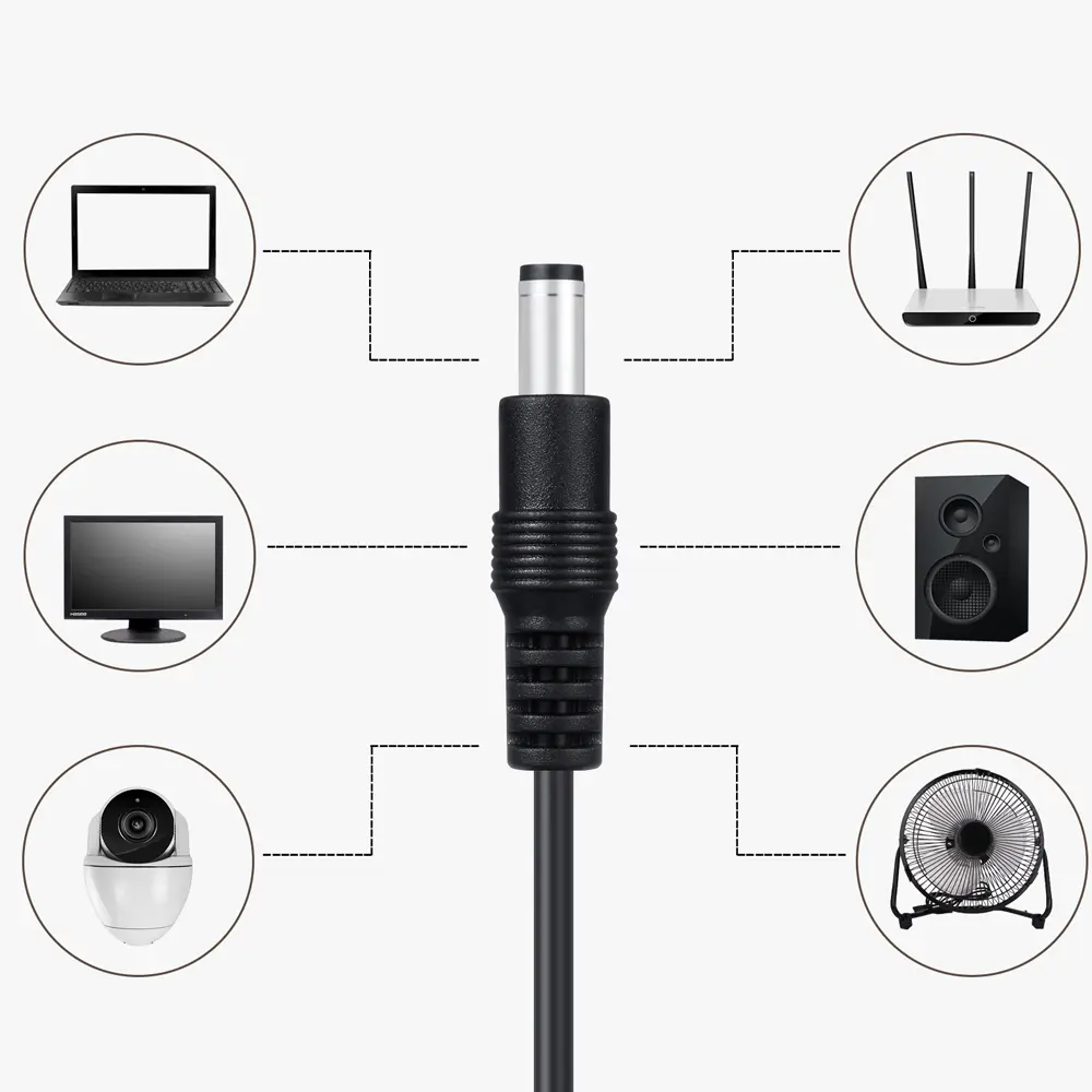 USB To 5.5*2.1 Charging Cable 8in1 DC Charging Power Cord Multifunctional DC Interchangeable Plug Male to Male Cable
