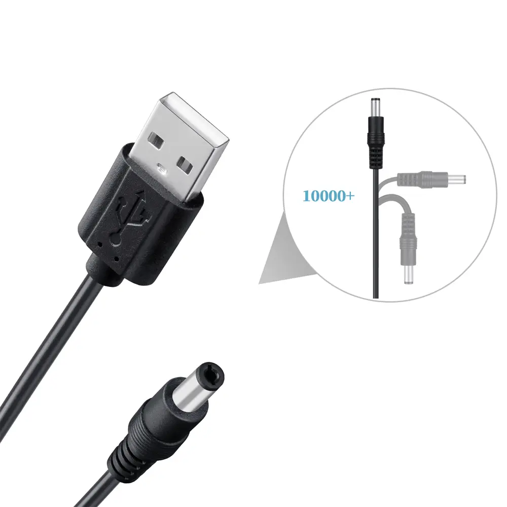 USB To 5.5*2.1 Charging Cable 8in1 DC Charging Power Cord Multifunctional DC Interchangeable Plug Male to Male Cable