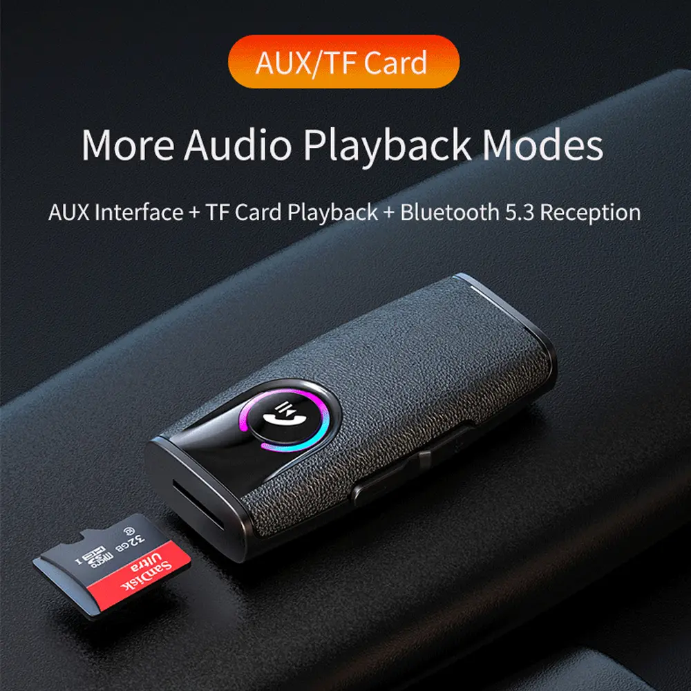 New Bluetooth 5.3 Audio Receiver Transmitter 3.5MM AUX With Mic Stereo Music Wireless Adapter For Headphones PC TV Car Speakers