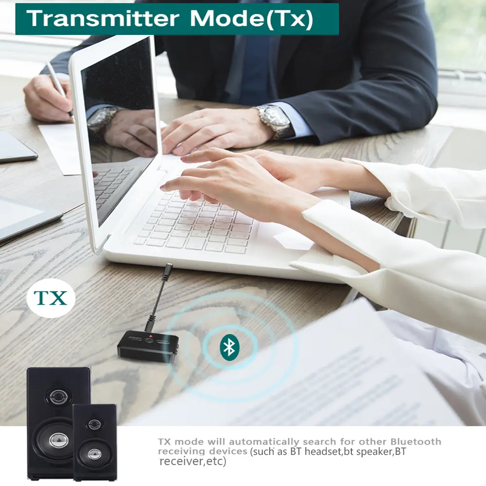 2 in 1 Bluetooth 5.0 Adapter Dongle Handsfree Audio Receivers Wireless Transmitters with AUX RCA 3.5MM Jack Stereo For PC TV