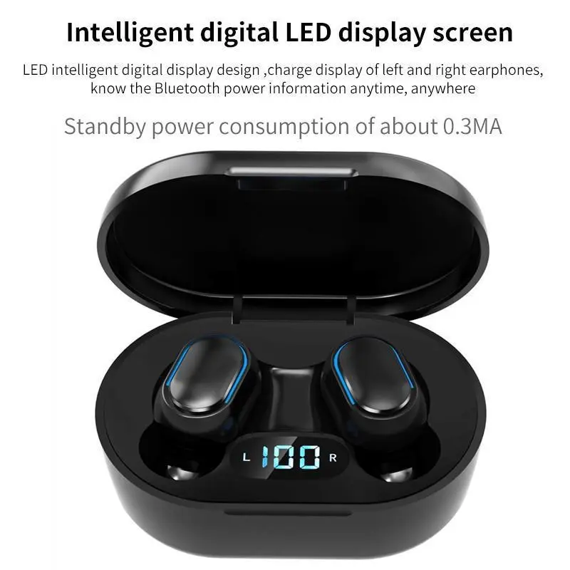 E7S Bluetooth Headphone Wireless TWS Earphone in-Ear Stereo Noise Reduction Sports Earset with Microphone Headset