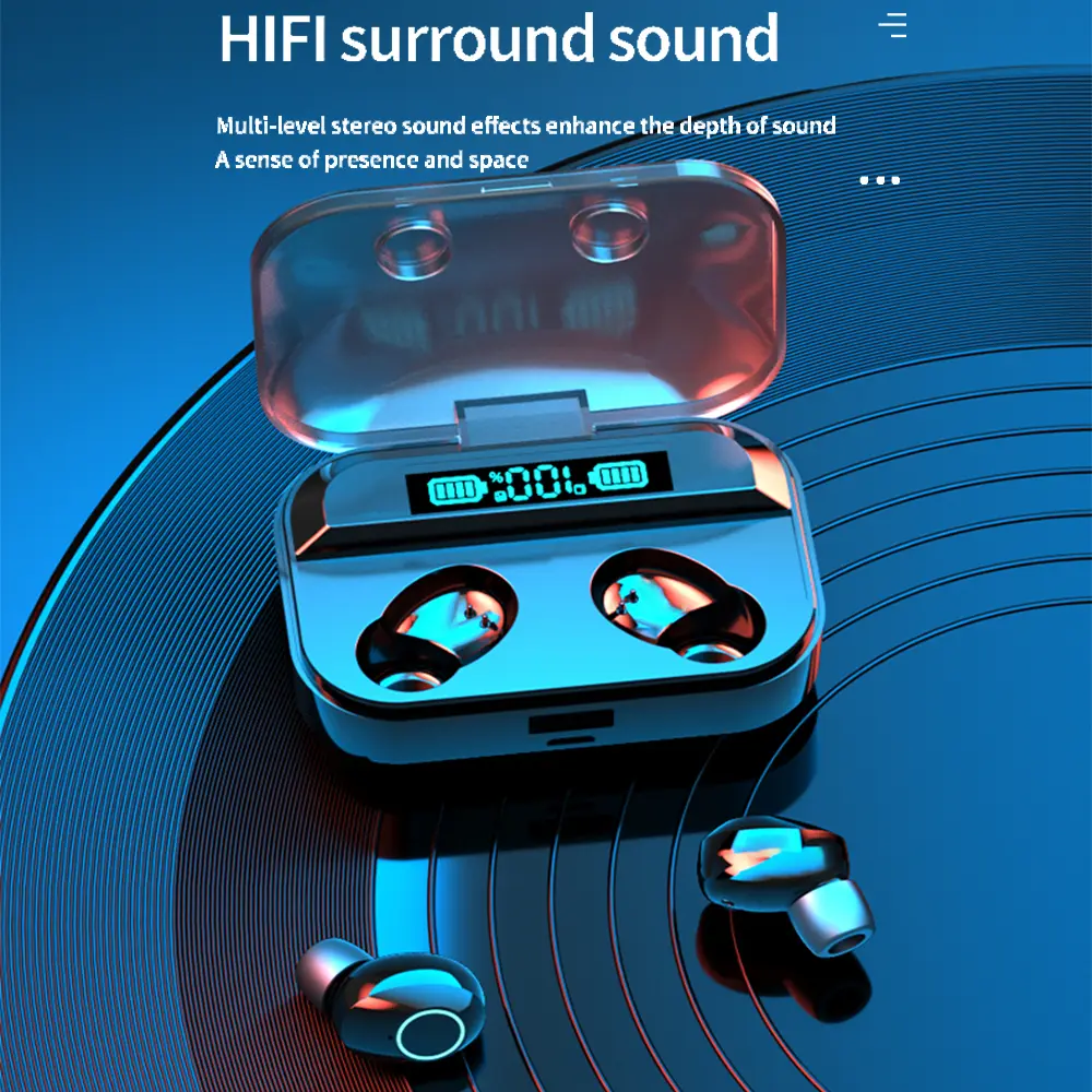 TG02 Wireless Bluetooth Headphones TWS Headsets With Mic Stereo Sport In-ear Earphone Long Standby HD Call Earbuds Game