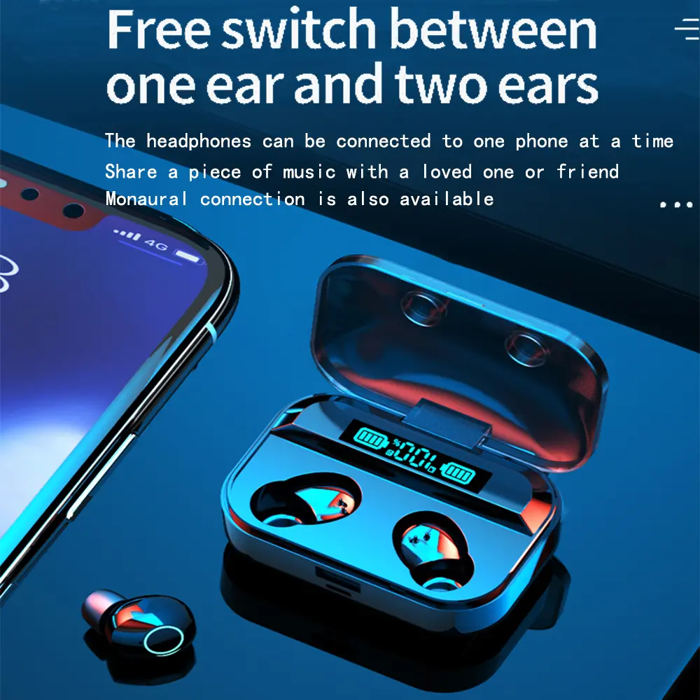 TG02 Wireless Bluetooth Headphones TWS Headsets With Mic Stereo Sport In-ear Earphone Long Standby HD Call Earbuds Game