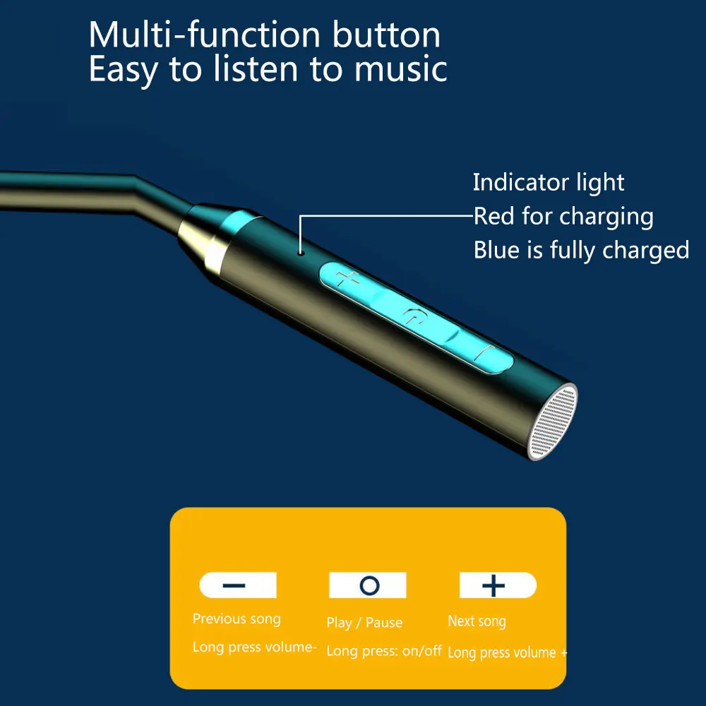 Wireless Headphones Bluetooth 5.0 Neckband Earphones Hifi Stereo Sports Headset Waterproof Magnetic Earbuds for Smartphone