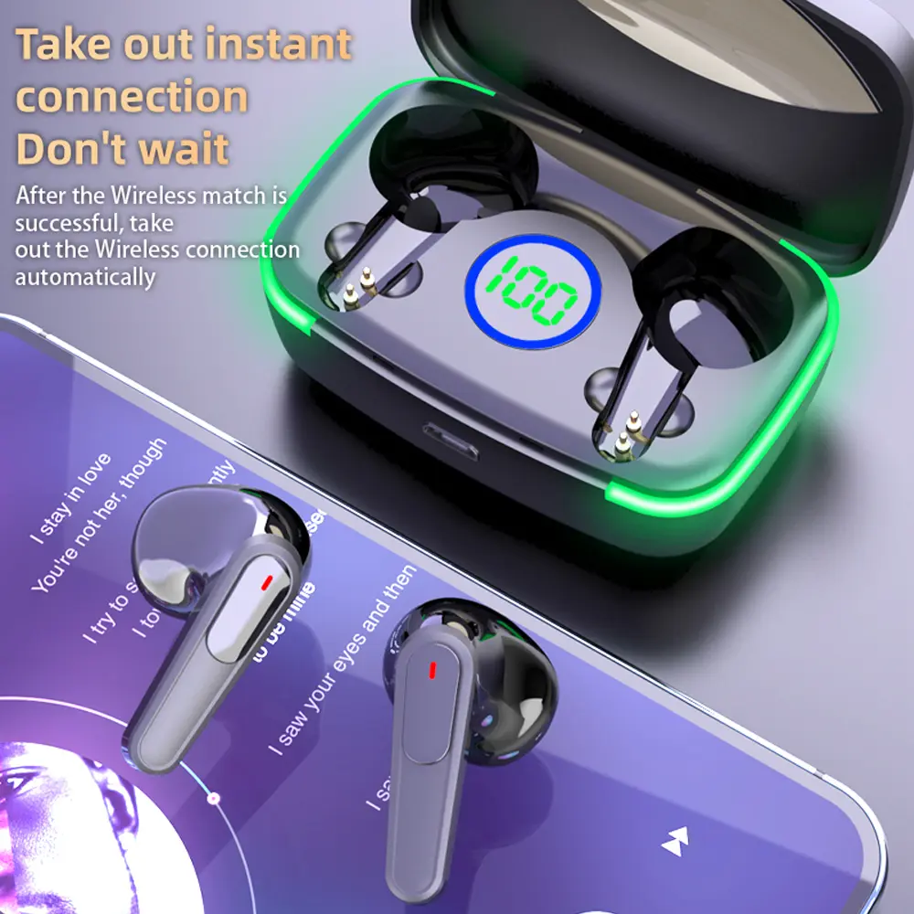 M80 Bluetooth Earphones 5.3 TWS Wireless Headphones with LED Display Stereo Headset Touch Control Earbuds Noise Reduction