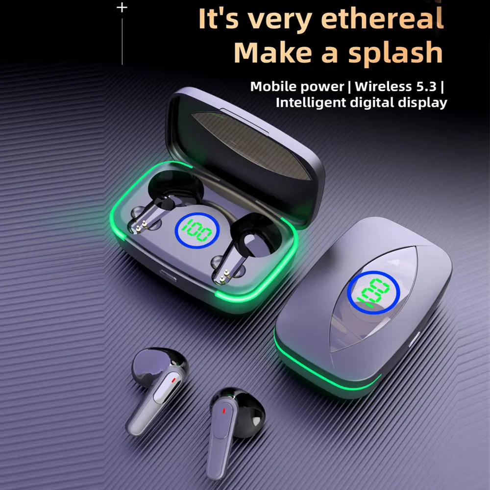 M80 Bluetooth Earphones 5.3 TWS Wireless Headphones with LED Display Stereo Headset Touch Control Earbuds Noise Reduction