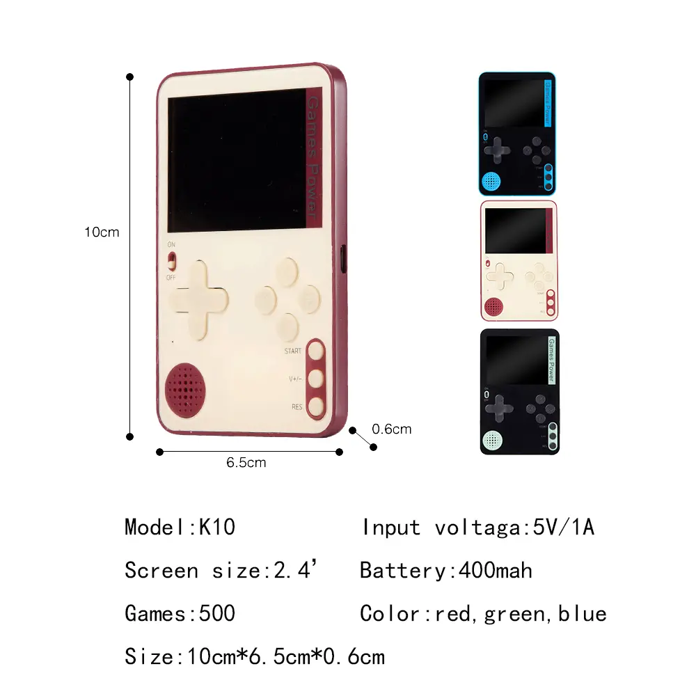 Portable Mini Handheld Video Game Console 2.4 Inch Color LCD Game Player Built in 500 Games Rechargeable Gamepad