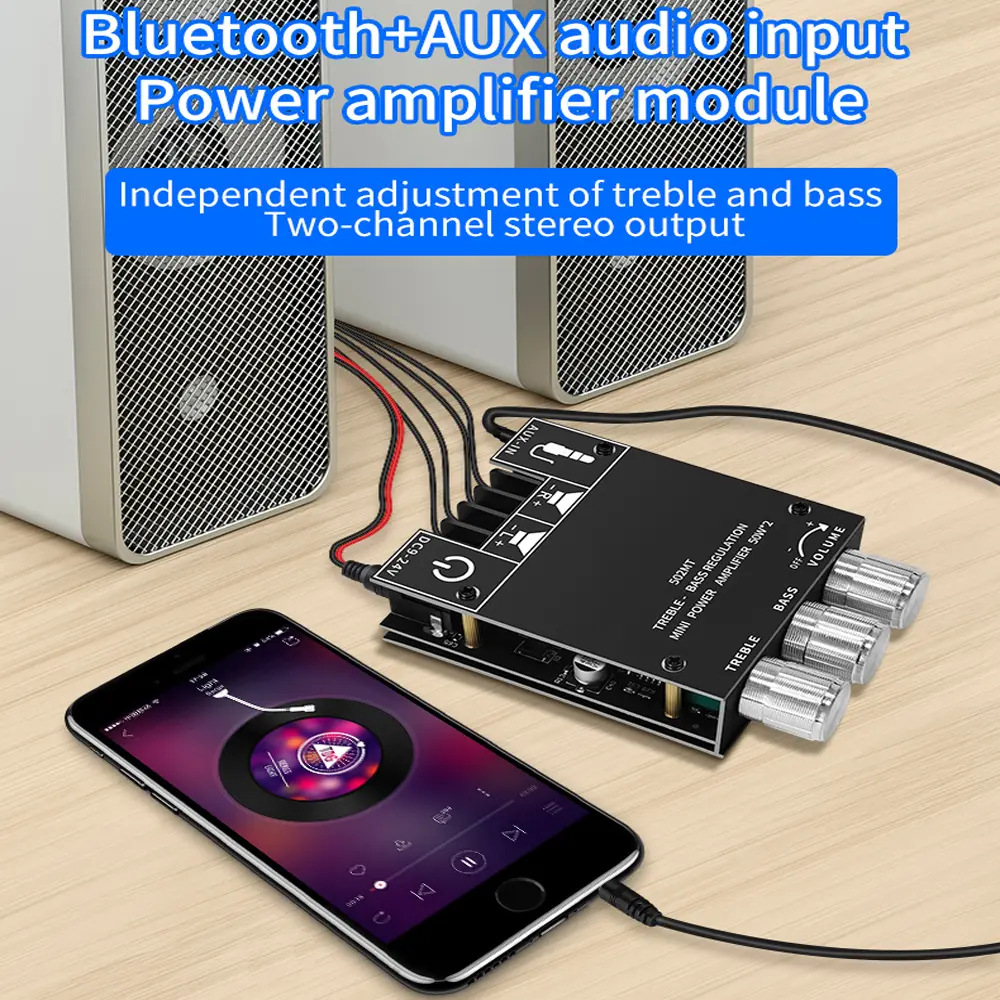 New ZK-502MT MINI Bluetooth 5.0 DC 9-24V Wireless Audio Digital Power amplifier Stereo Board 50Wx2 Bluetooth Amplificador