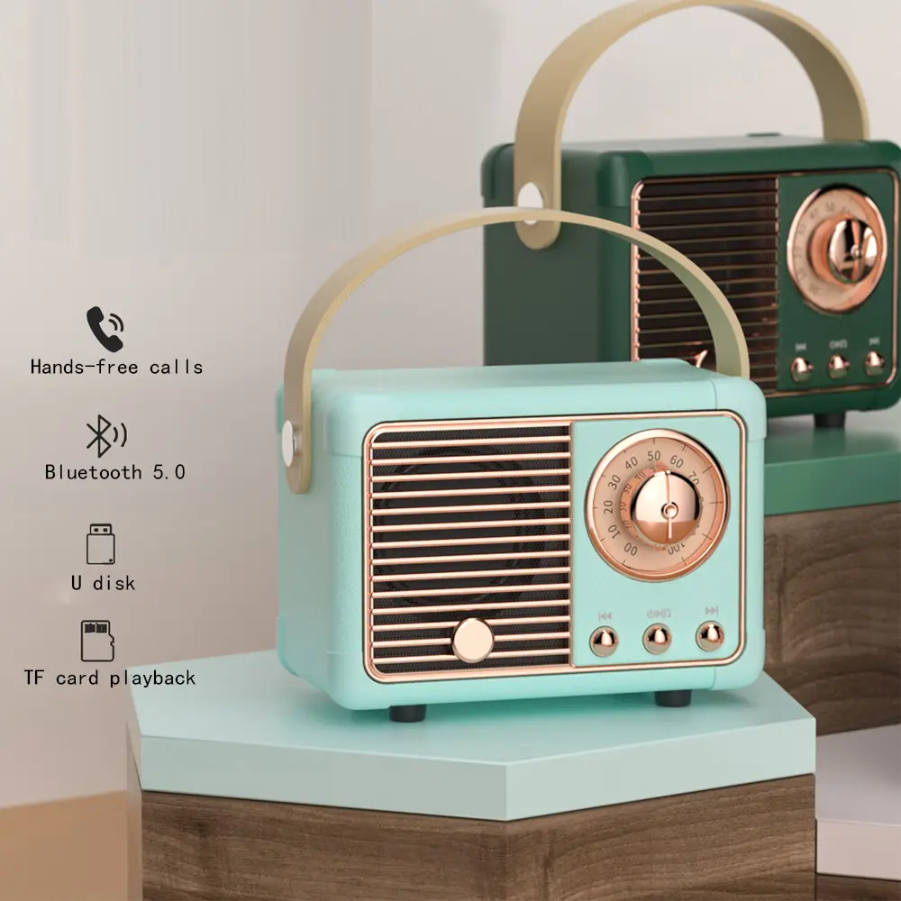Portable Retro Bluetooth Speaker Classical Hifi Stereo Wireless Speaker 360 Sound Mp3 Music Player Support TF Card U disk
