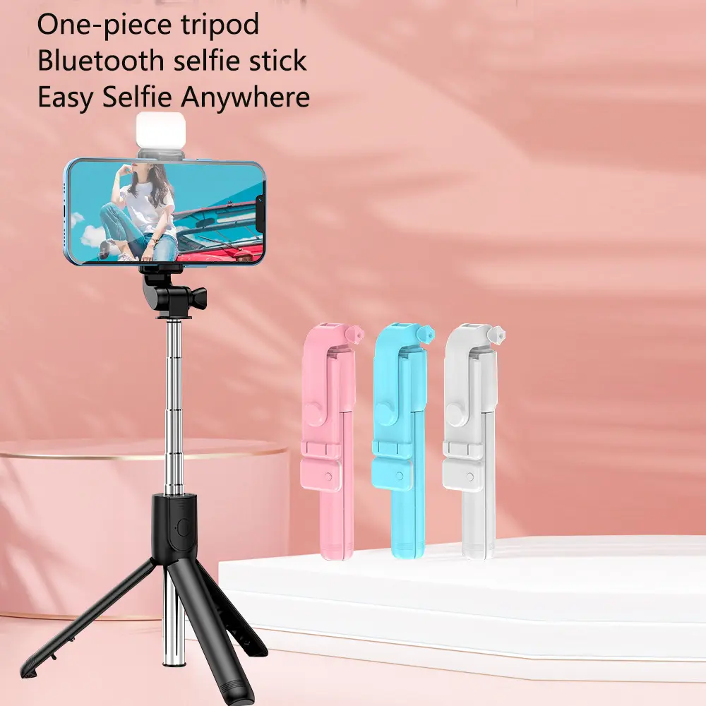 3 In 1 Selfie Stick Bluetooth Remote Tripod with Fill Light Foldable Bracket for Cell Smartphones for Tiktok Video Live Holder