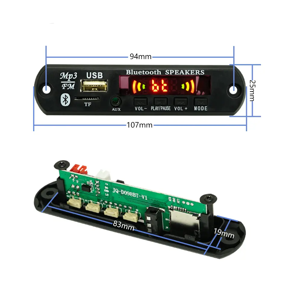 New Bluetooth 5.0 MP3 Player Decoder Board FM Radio TF USB 3.5 mm AUX Module Music Receiver Car Kit Audio Amplifier Board