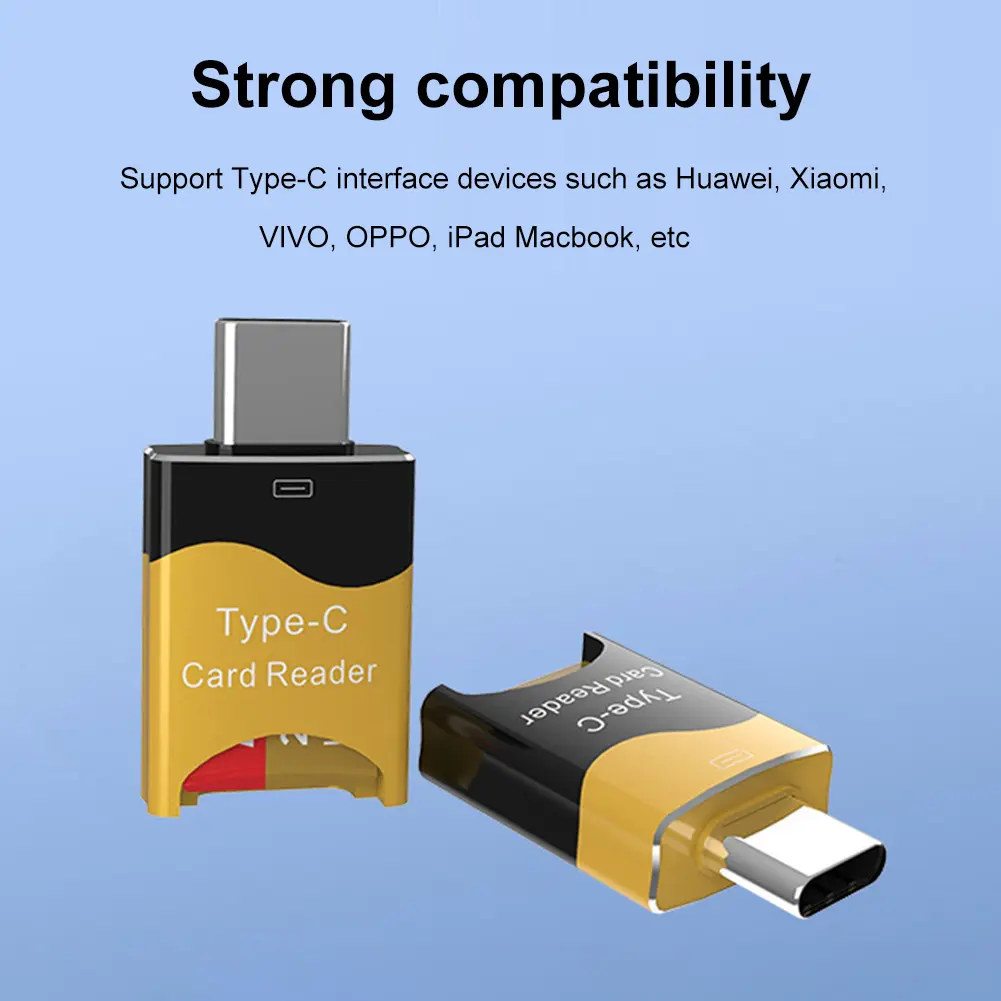 Mini Type-C Card Reader Aluminum Alloy Mobile OTG Card Reader Hidden Card Slot Plug and Play Flash Drive for Macbook Smartphone