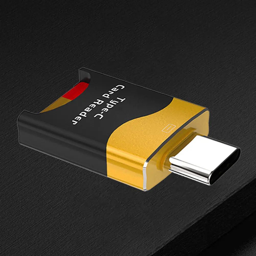 Mini Type-C Card Reader Aluminum Alloy Mobile OTG Card Reader Hidden Card Slot Plug and Play Flash Drive for Macbook Smartphone