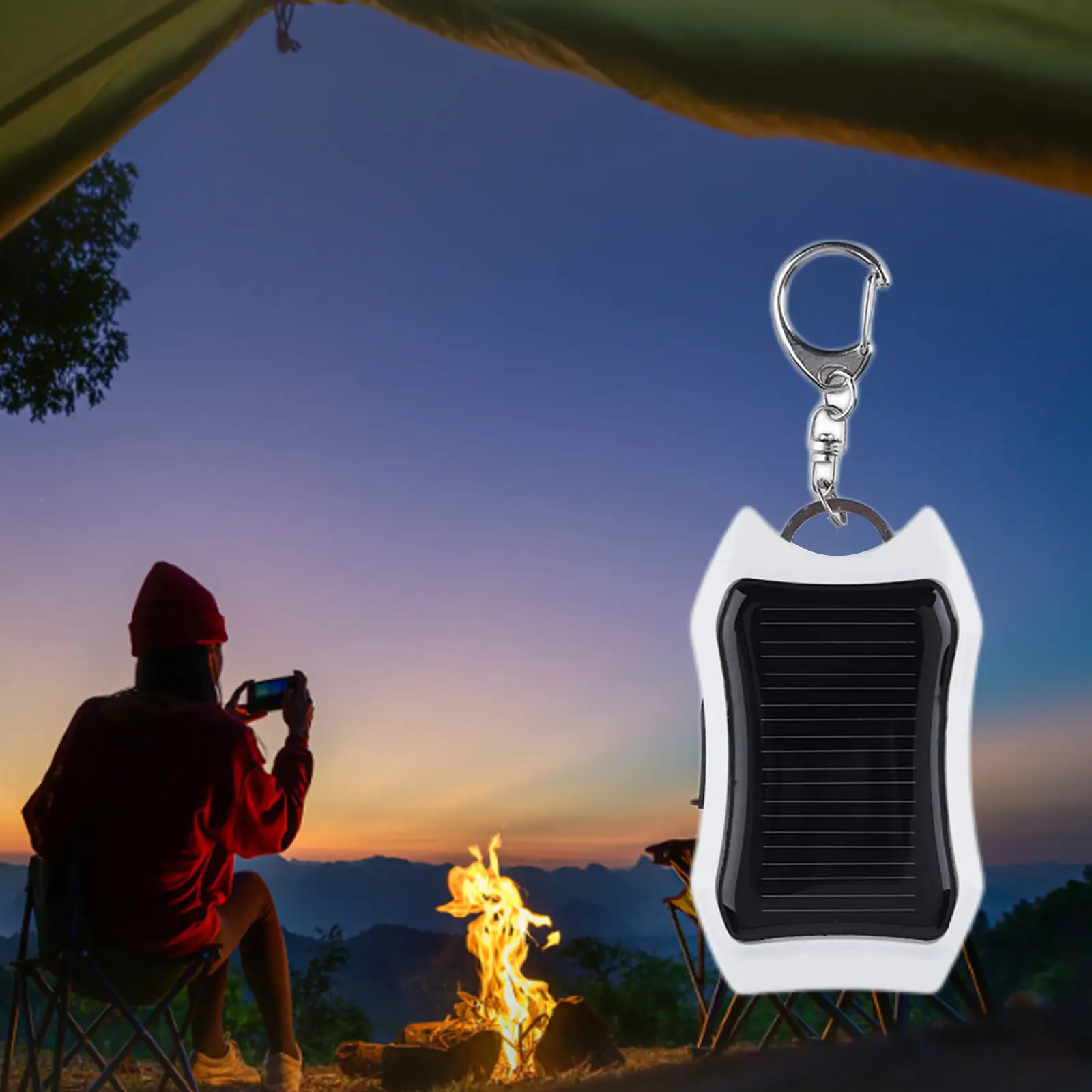 Keychain Fast Charging Power Supply Universal Solar 950mAH Portable Charger with 3 LED Light Charging Equipment for Most Device