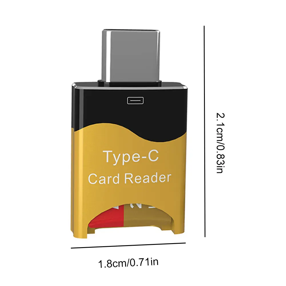 Mini Type-C Card Reader Aluminum Alloy Mobile OTG Card Reader Hidden Card Slot Plug and Play Flash Drive for Macbook Smartphone