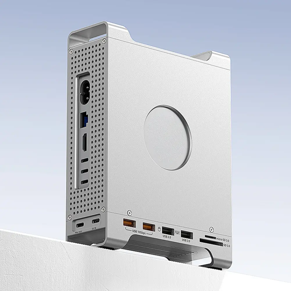 Docking Station with M.2 NVMe SSD Enclosure USB Hub with USB 3.2 10Gbps USB 2.0 SD/TF Slots for Mac Mini M4