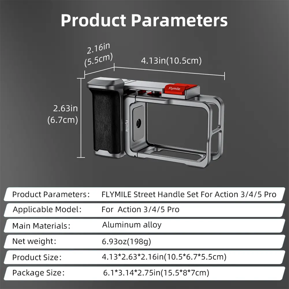 Aluminium Alloy Metal Frame Protective Frame Housing Cold Shoe Expansion Aluminium Case Metal Cage for DJI Action 5 Pro/4/3