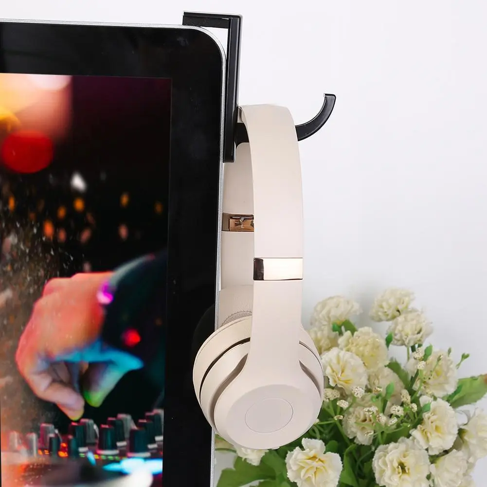 Wall Mount Headphone Hook Universal Monitor Side Headphone Hanger Stick-On Headphone Holder for Home Office Gamer