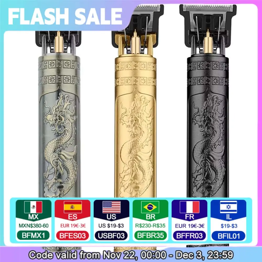 Hot Sale Vintage T9 Electric Cordless Hair Cutting Machine Professional Hair Barber Trimmer For Men Clipper Shaver Beard Lighter