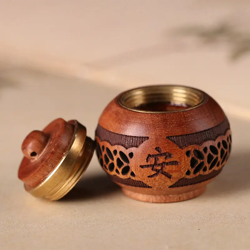 1PCS Wood Medicine Pill Box Mini Sandalwood Rescue Pill Case Portable Storage Sealed Pill Box Orgainer For Personal Health Care